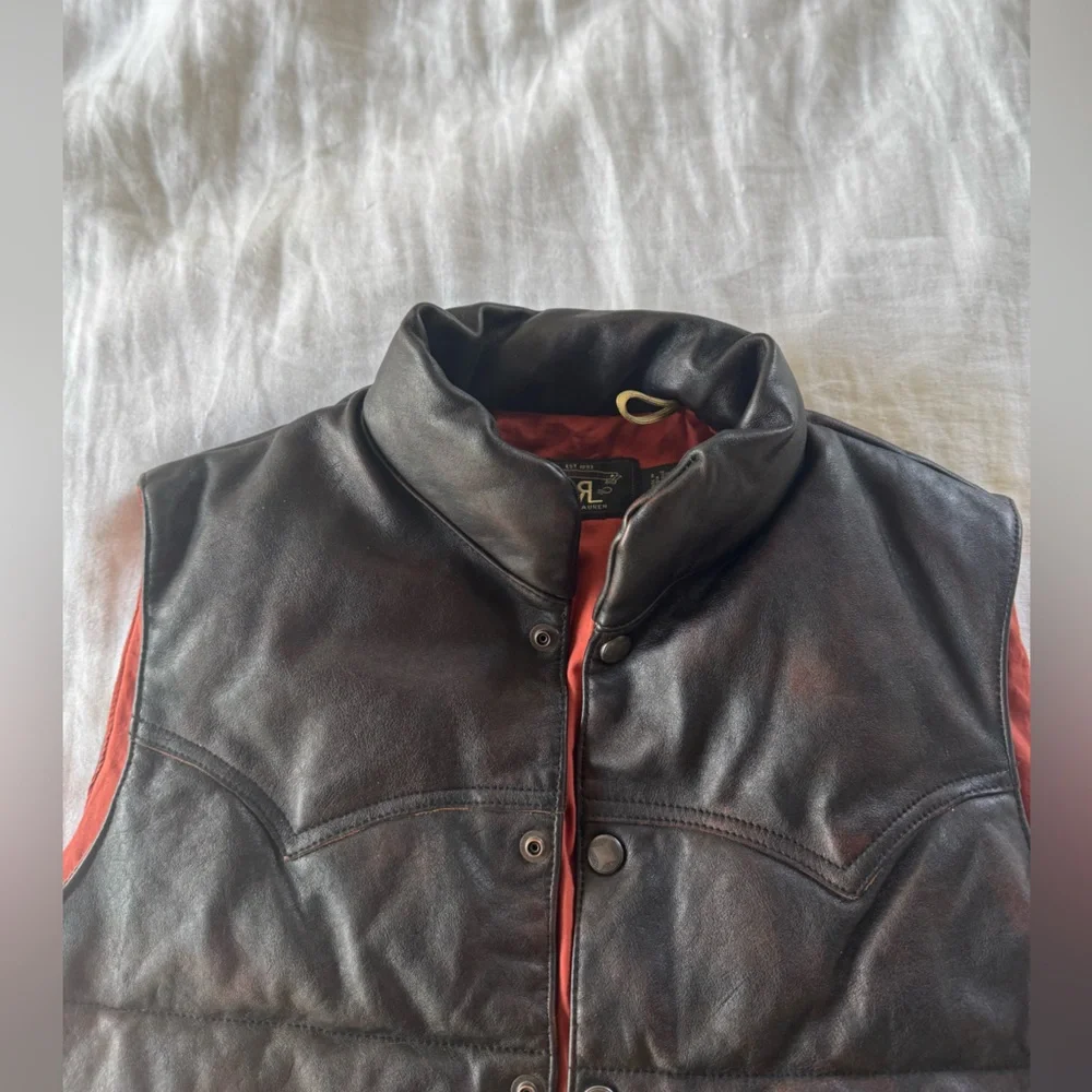 RRL Ralph Lauren Double RL Very Rare Western Quilted Leather Vest - Picture 7 of 11